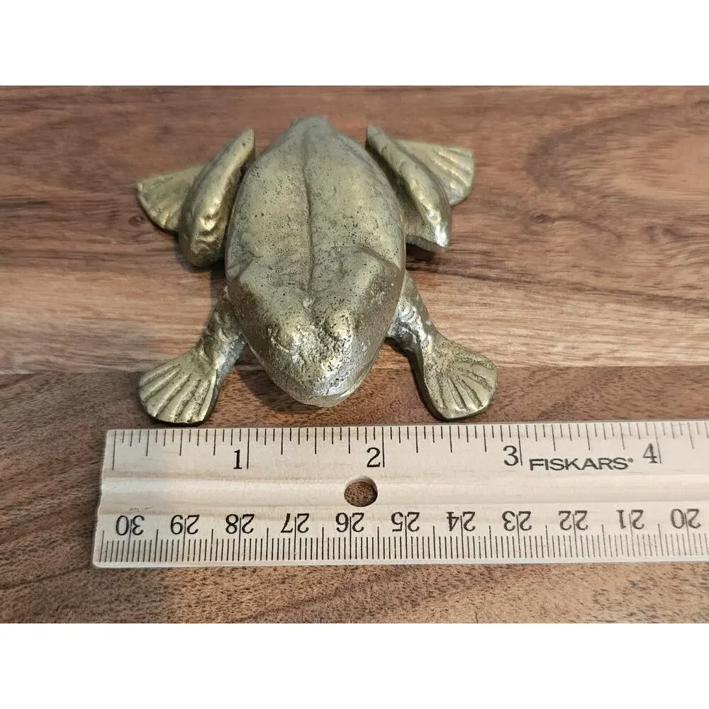 Vintage Brass Frog Trinket Box with Hinged Lid